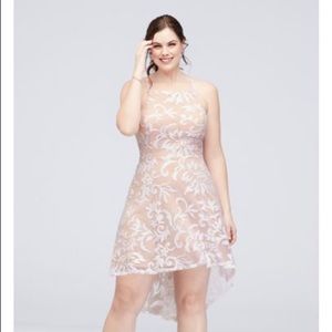 David’s Bridal Sequin Brocade High-Low Plus Size